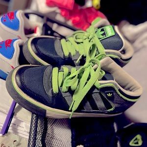 Black and lime green adidas unisex sneakers